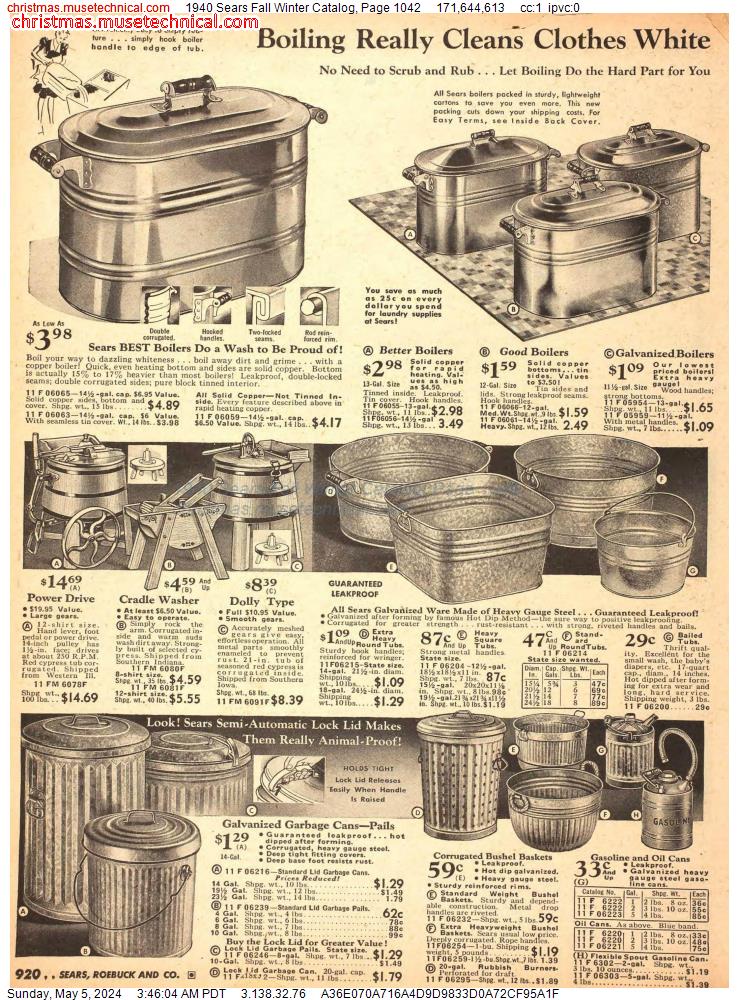 1940 Sears Fall Winter Catalog, Page 1042