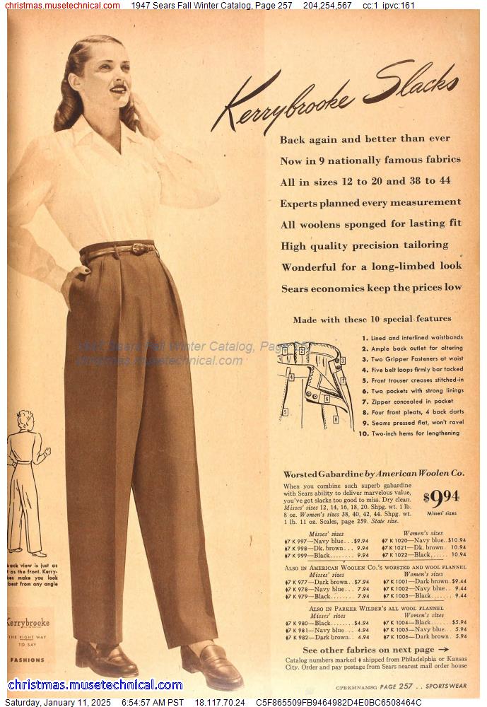 1947 Sears Fall Winter Catalog, Page 257