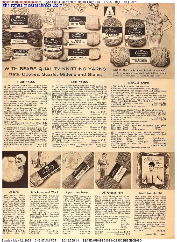 1956 Sears Fall Winter Catalog, Page 215