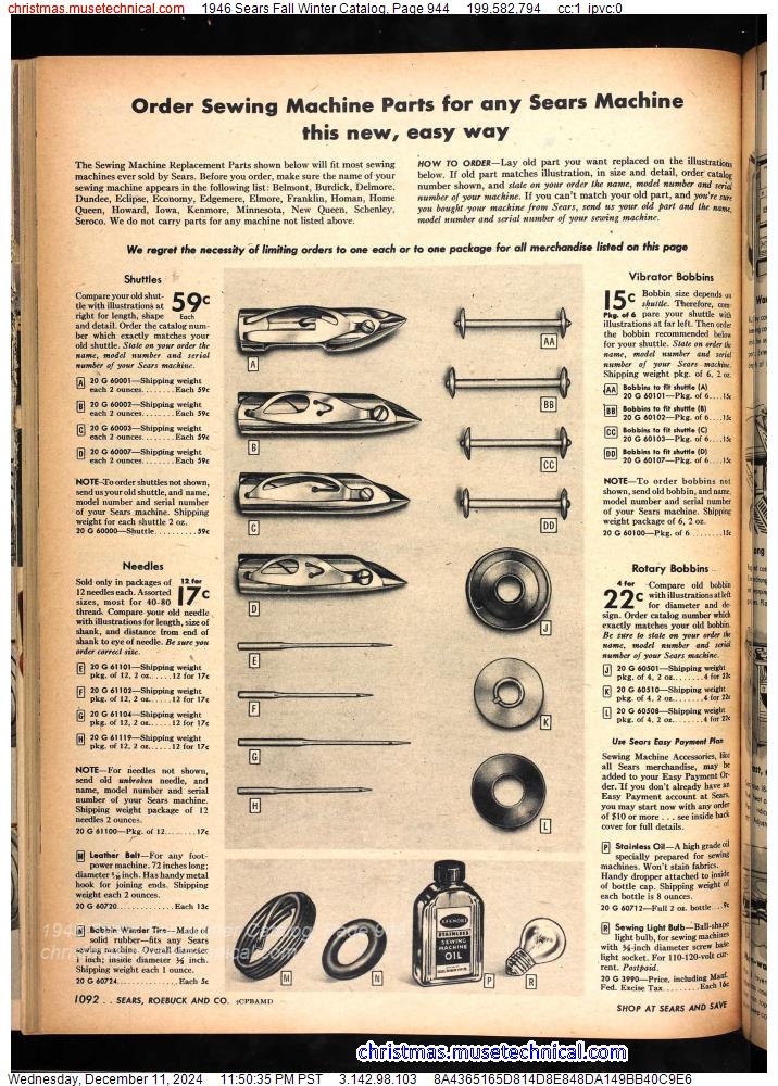 1946 Sears Fall Winter Catalog, Page 944