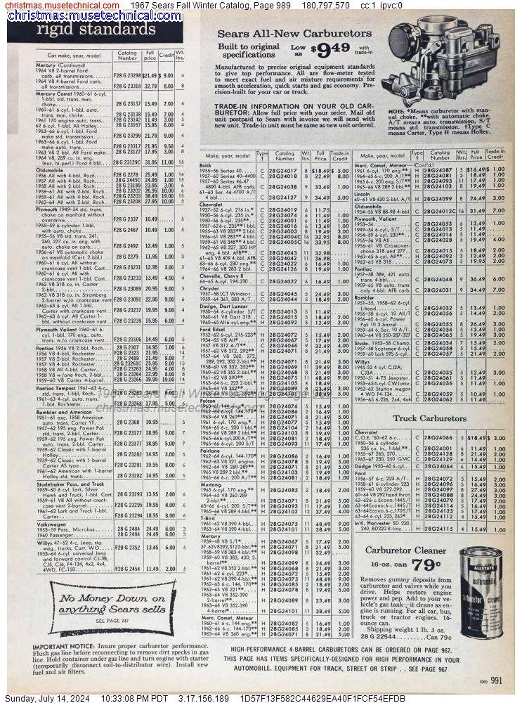 1967 Sears Fall Winter Catalog, Page 989