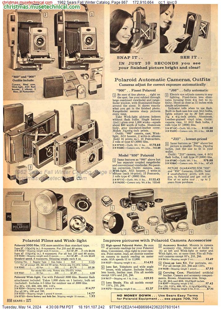 1962 Sears Fall Winter Catalog, Page 867