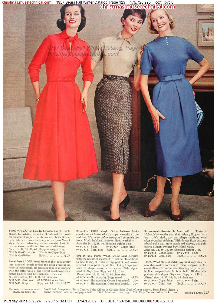 1957 Sears Fall Winter Catalog, Page 123