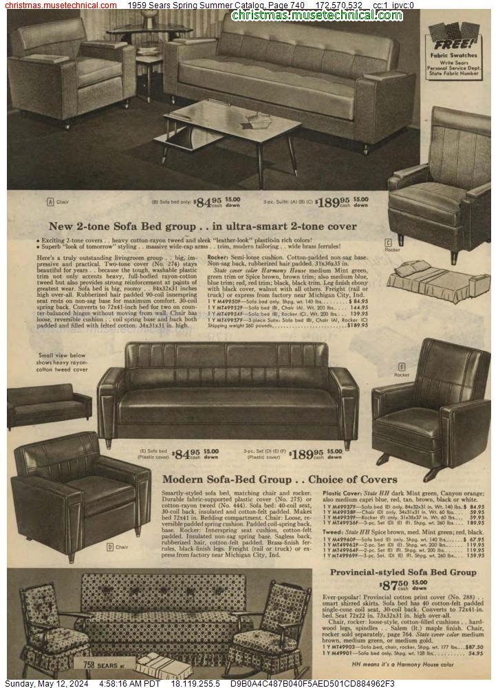1959 Sears Spring Summer Catalog, Page 740