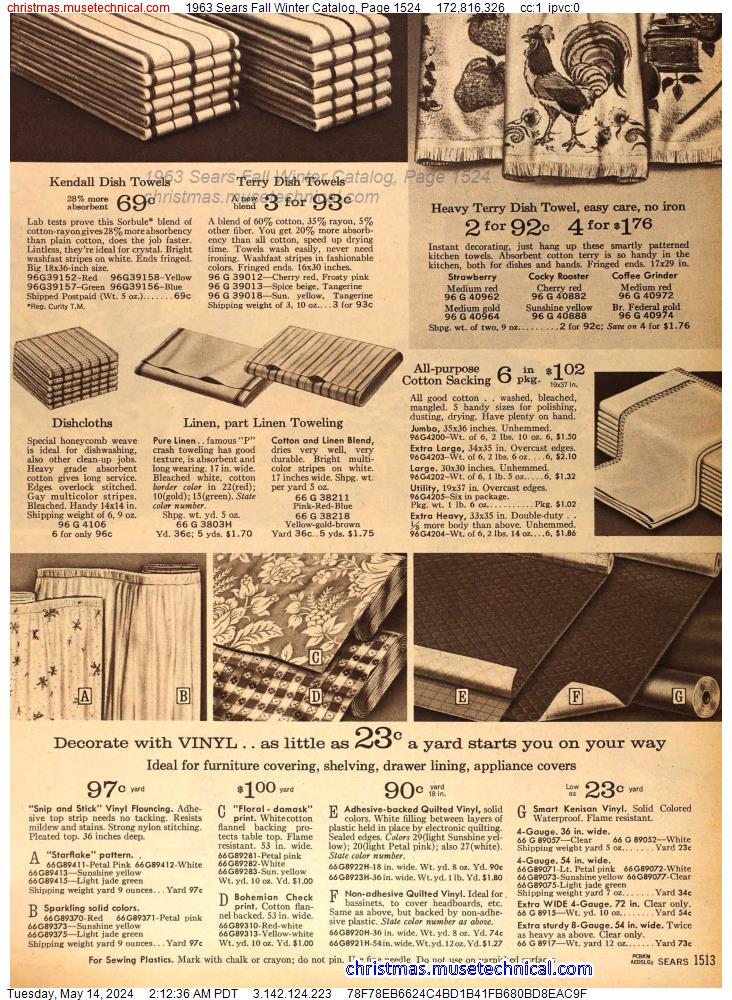 1963 Sears Fall Winter Catalog, Page 1524