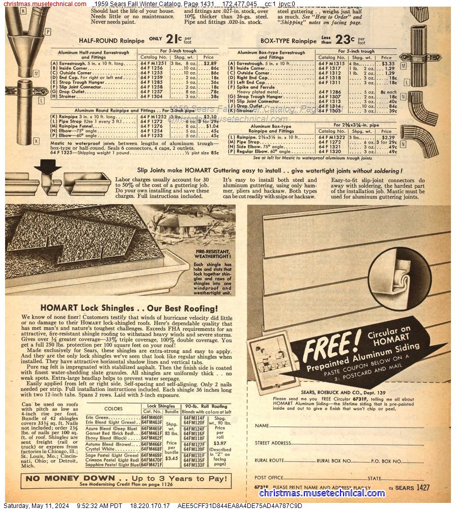 1959 Sears Fall Winter Catalog, Page 1431