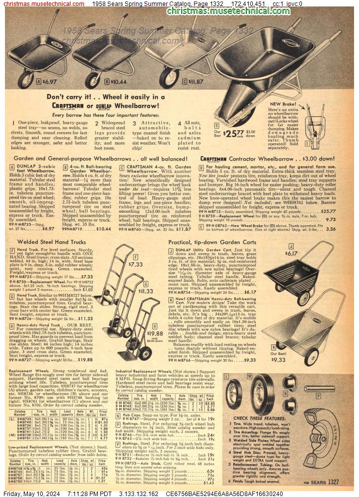 1958 Sears Spring Summer Catalog, Page 1332