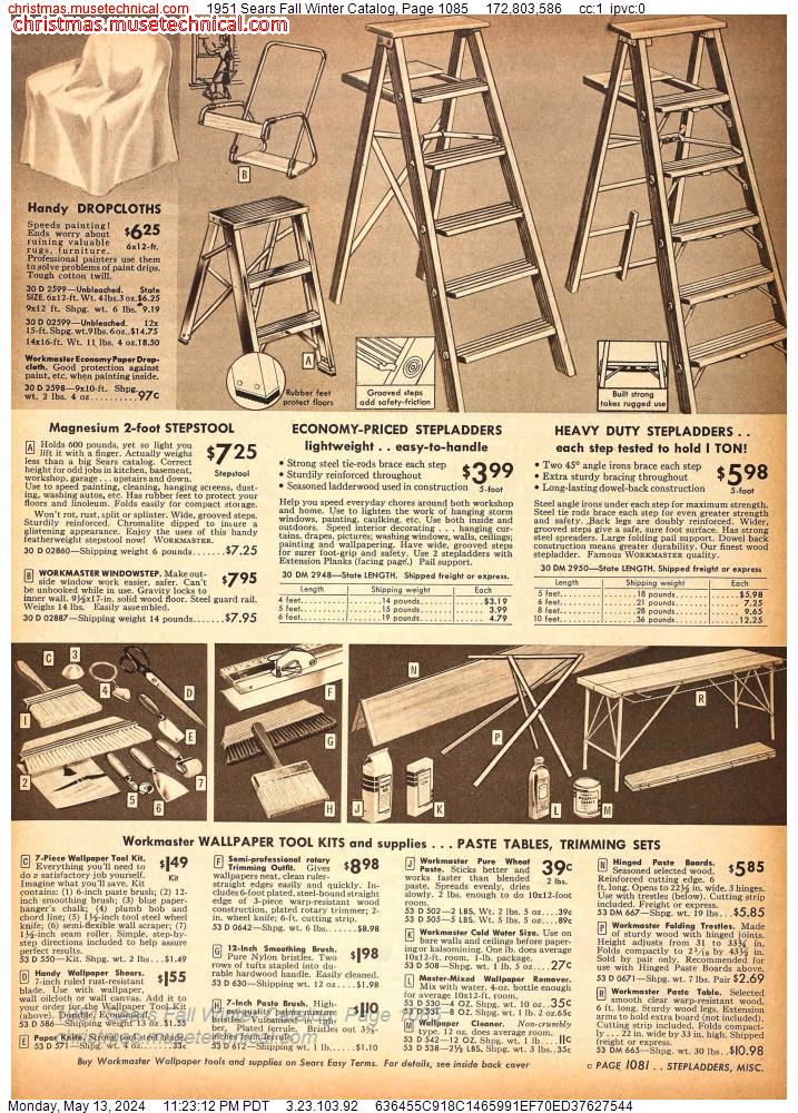 1951 Sears Fall Winter Catalog, Page 1085