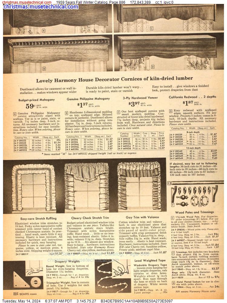 1959 Sears Fall Winter Catalog, Page 886