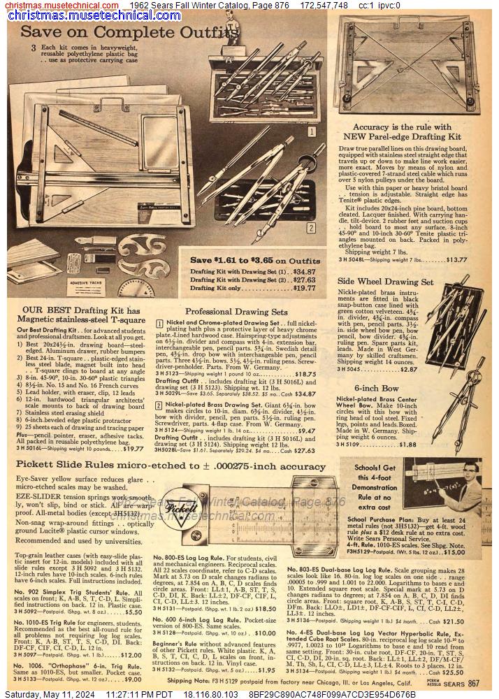 1962 Sears Fall Winter Catalog, Page 876