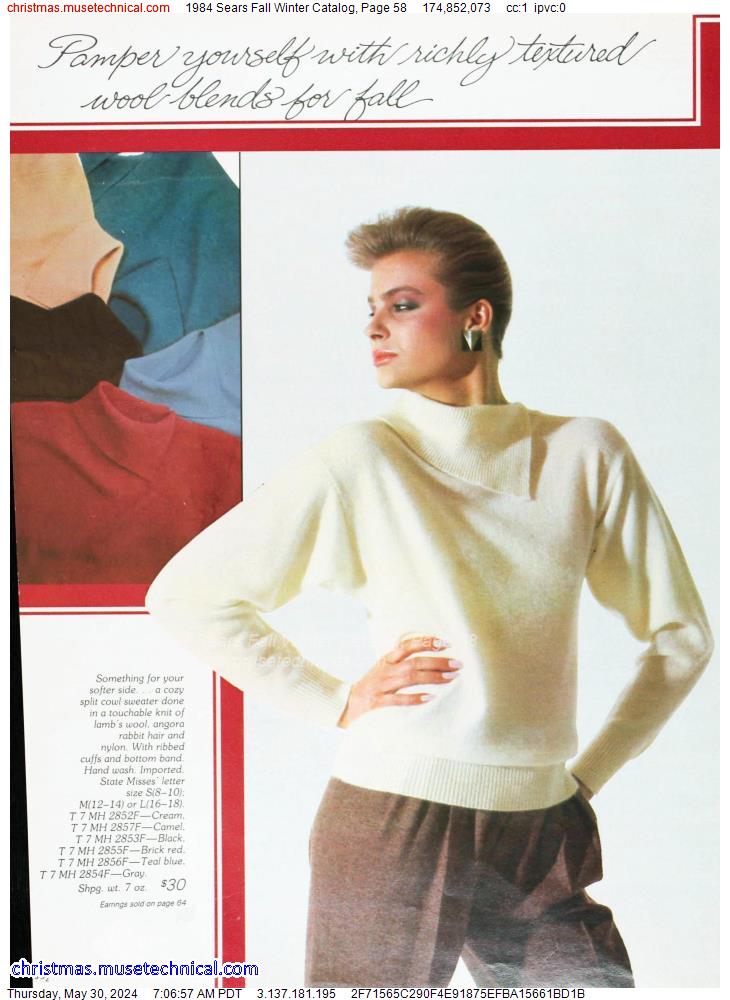 1984 Sears Fall Winter Catalog, Page 58