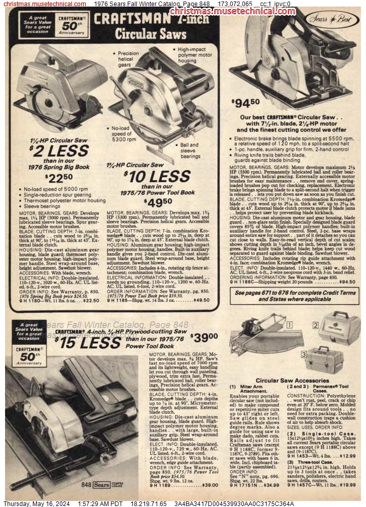 1976 Sears Fall Winter Catalog, Page 848