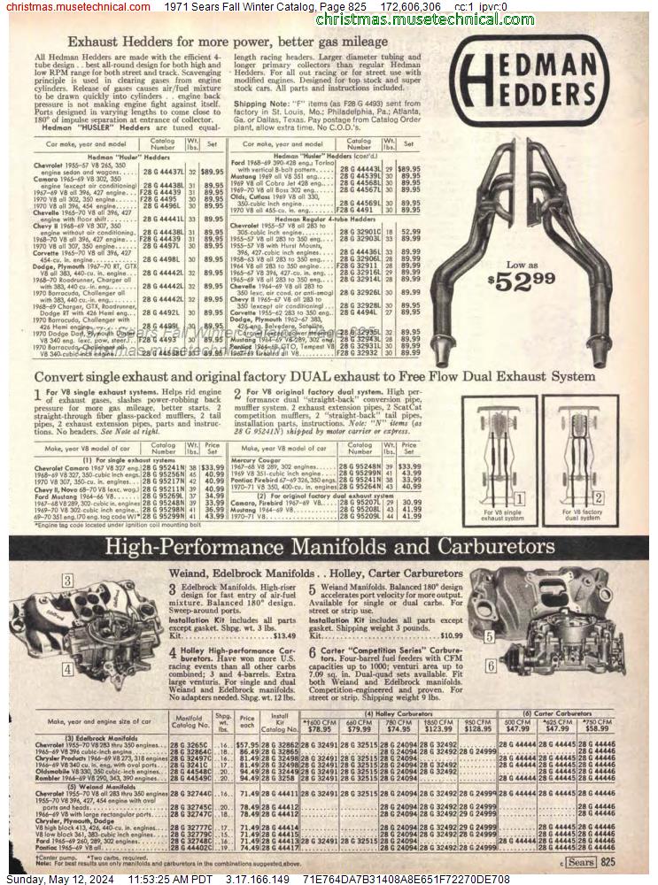 1971 Sears Fall Winter Catalog, Page 825