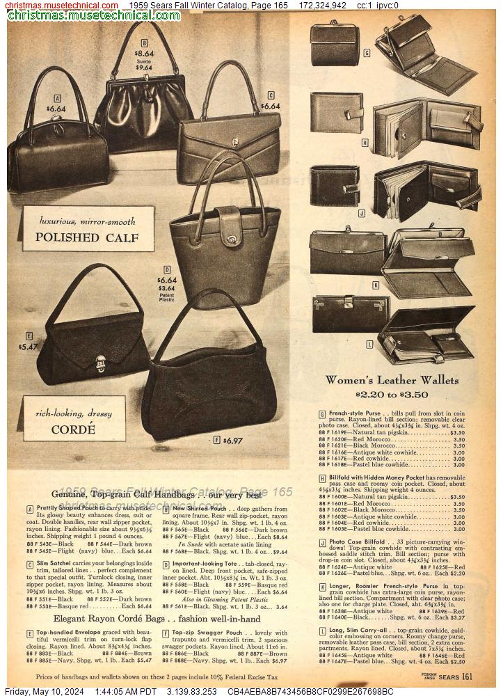 1959 Sears Fall Winter Catalog, Page 165