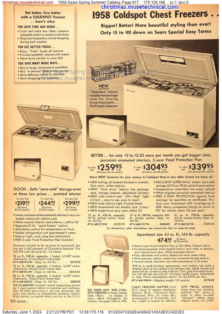 1958 Sears Spring Summer Catalog, Page 917