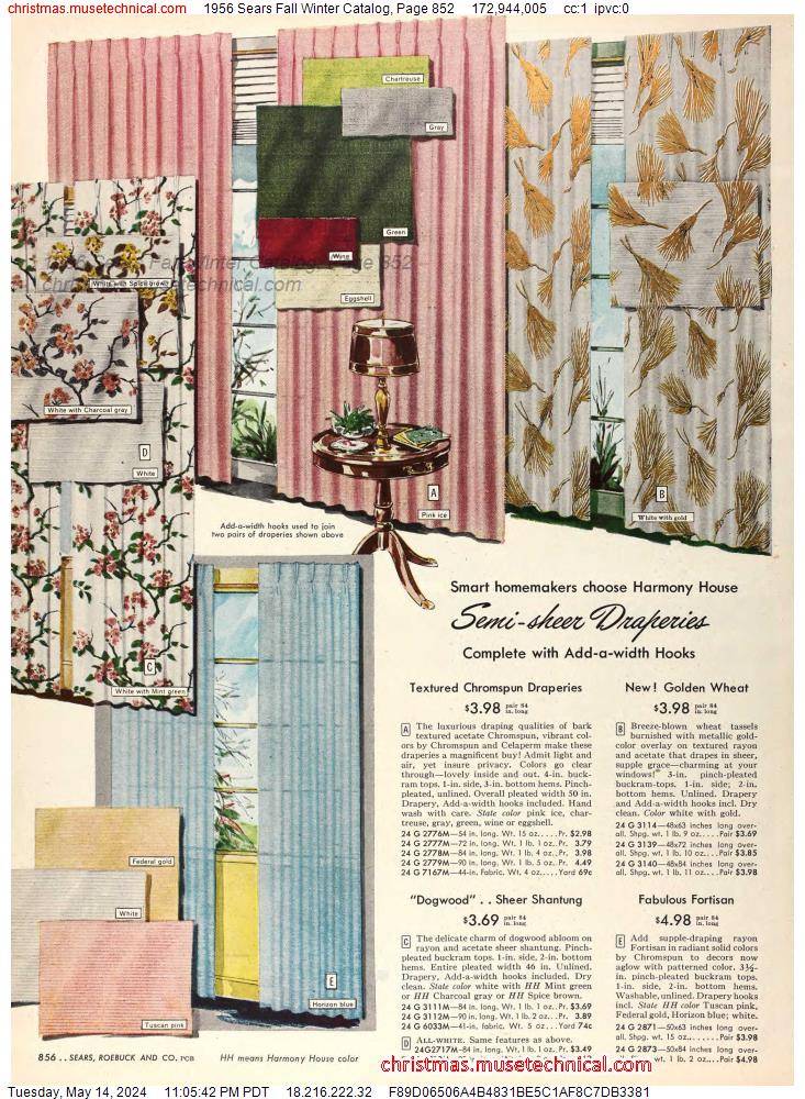 1956 Sears Fall Winter Catalog, Page 852