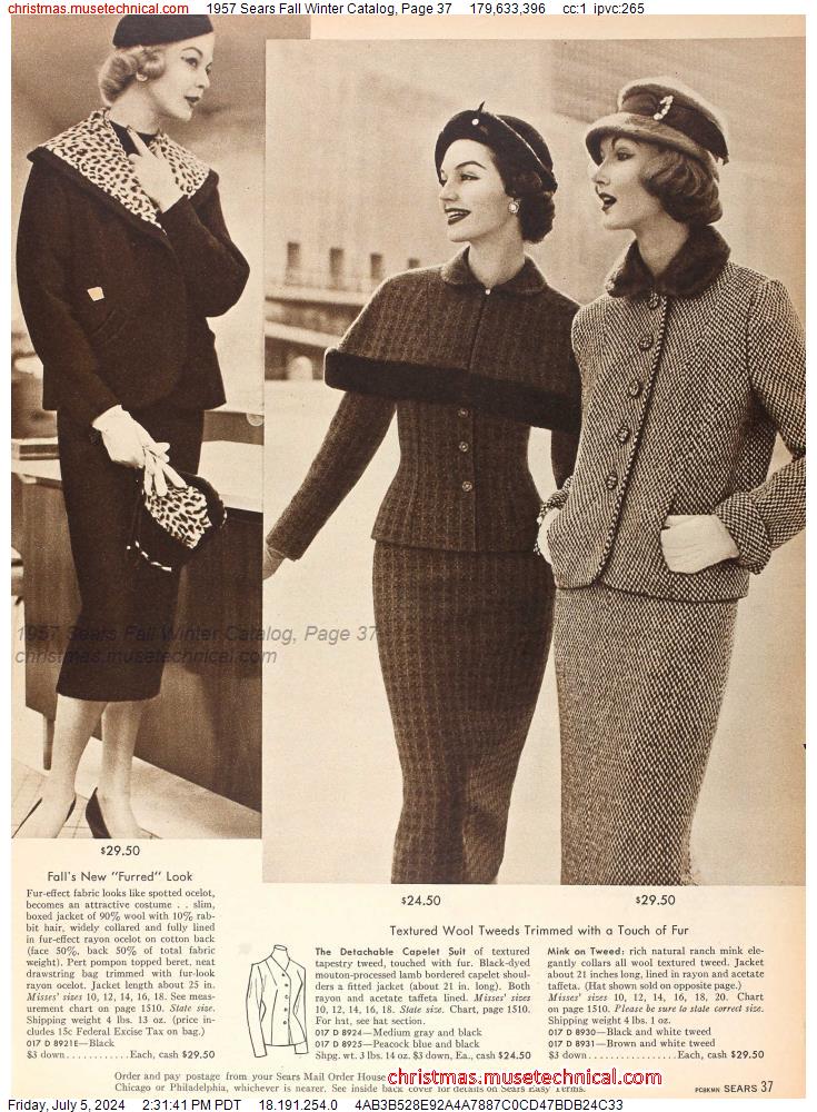 1957 Sears Fall Winter Catalog, Page 37