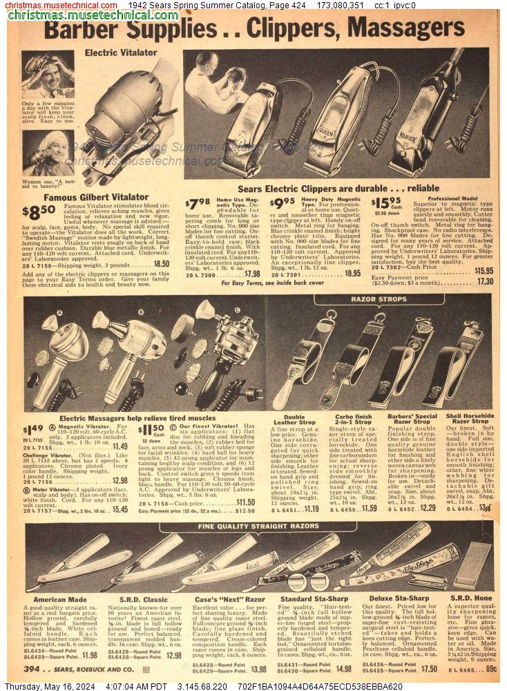 1942 Sears Spring Summer Catalog, Page 424