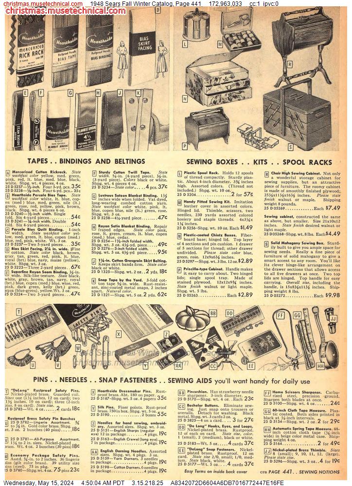 1948 Sears Fall Winter Catalog, Page 441