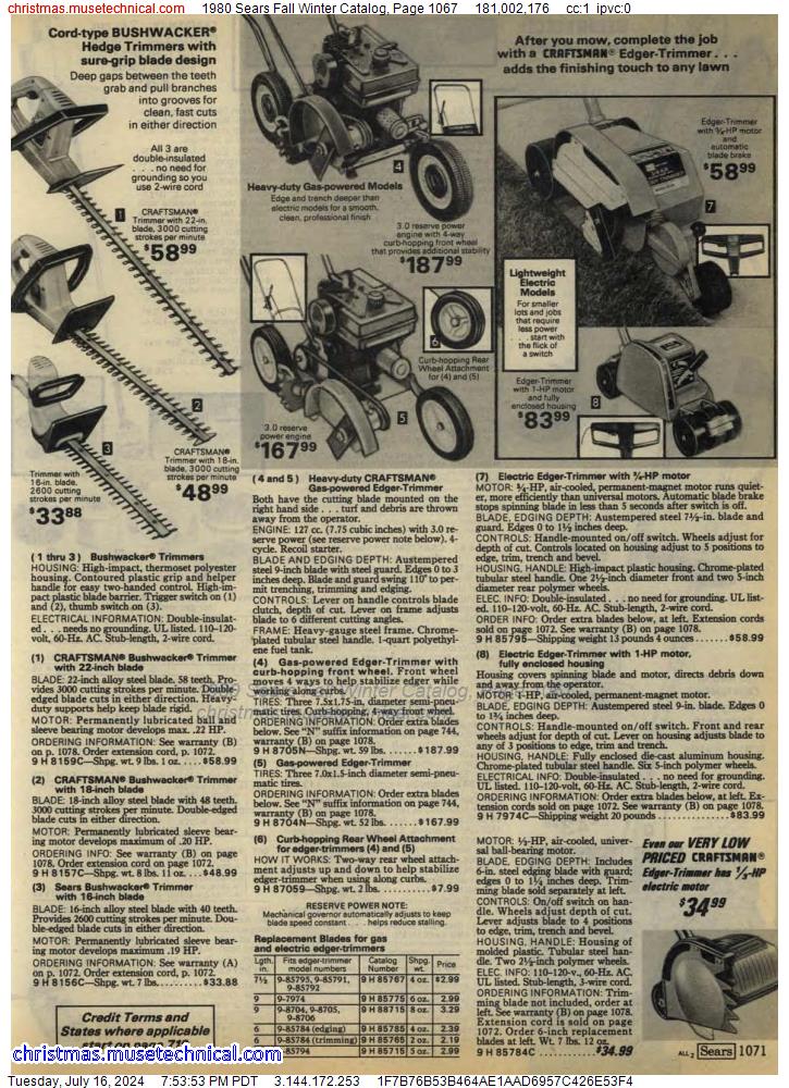 1980 Sears Fall Winter Catalog, Page 1067