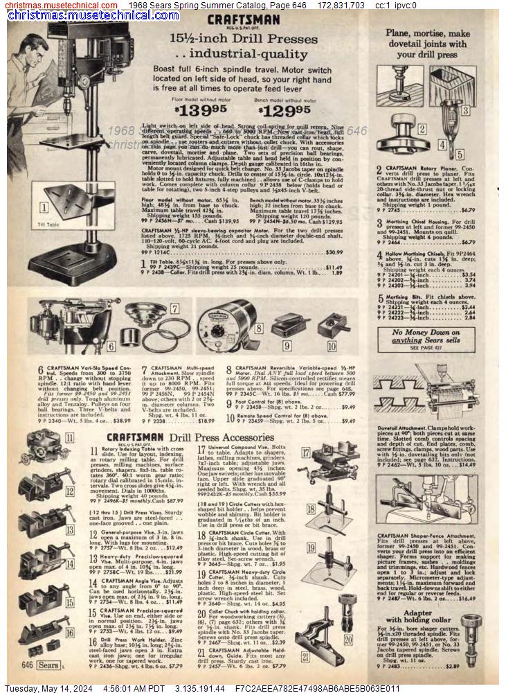 1968 Sears Spring Summer Catalog, Page 646