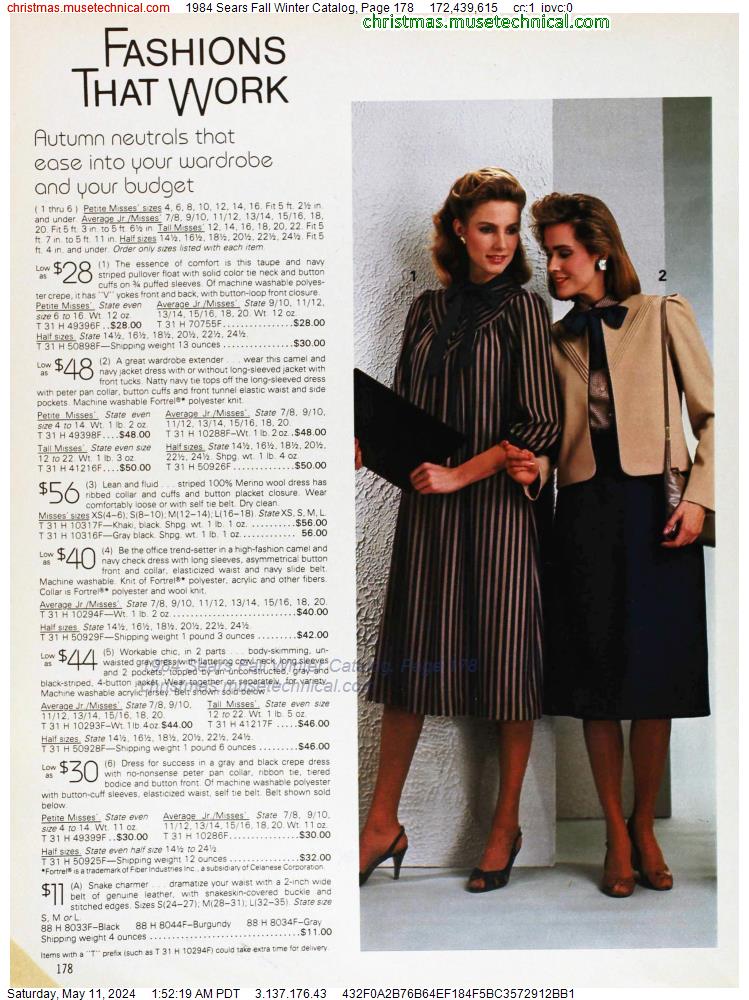 1984 Sears Fall Winter Catalog, Page 178