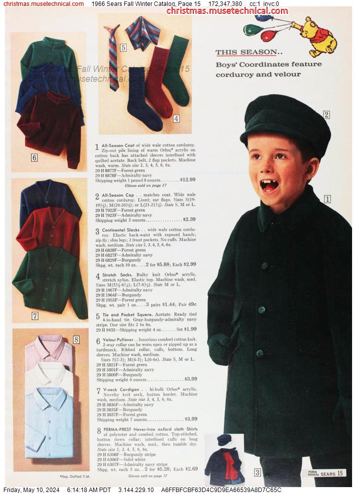 1966 Sears Fall Winter Catalog, Page 15