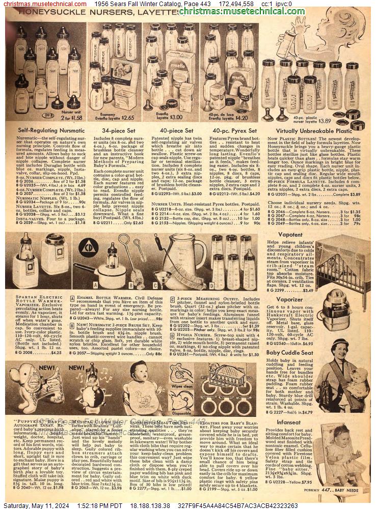1956 Sears Fall Winter Catalog, Page 443