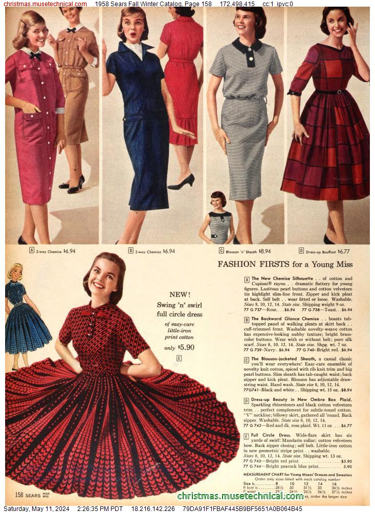 1958 Sears Fall Winter Catalog, Page 158