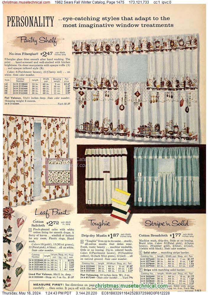 1962 Sears Fall Winter Catalog, Page 1475