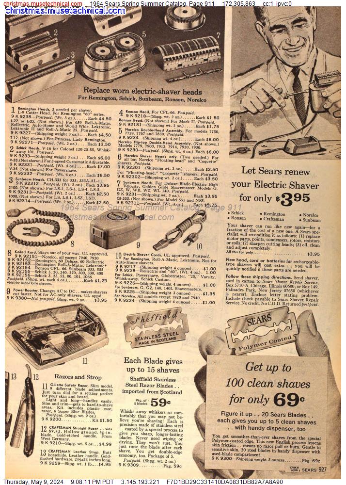 1964 Sears Spring Summer Catalog, Page 911