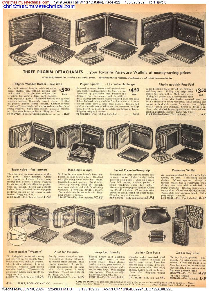 1949 Sears Fall Winter Catalog, Page 422