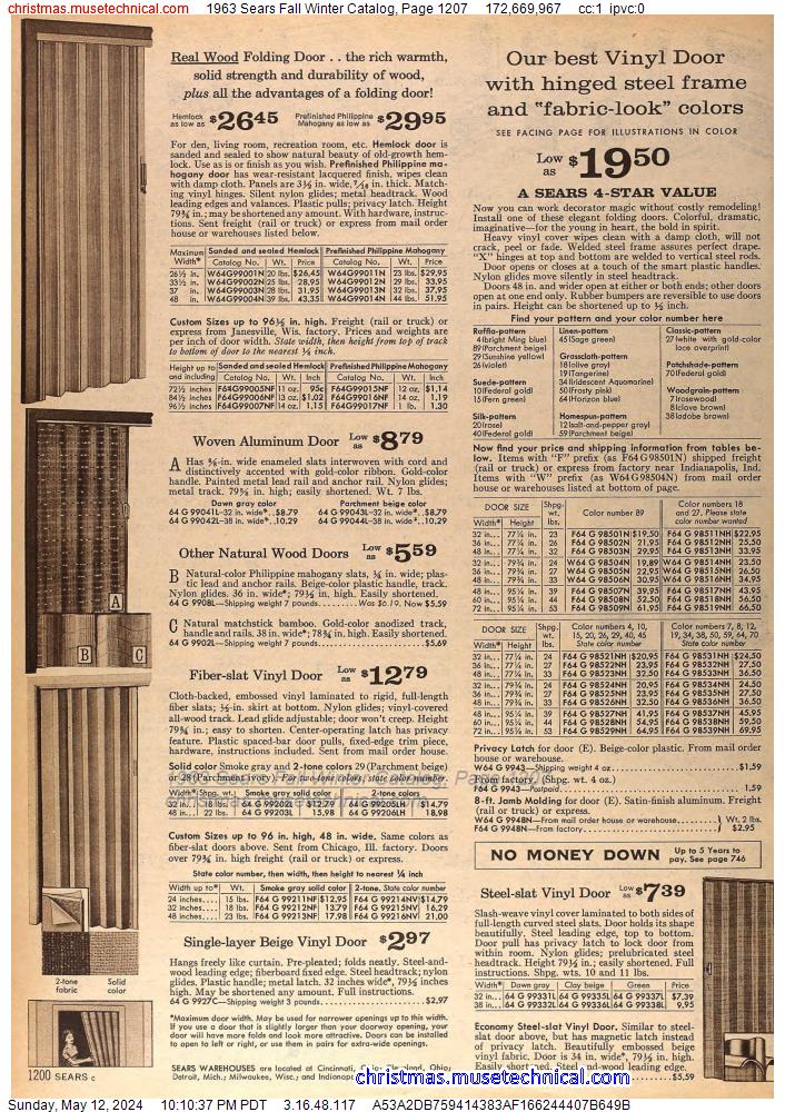 1963 Sears Fall Winter Catalog, Page 1207