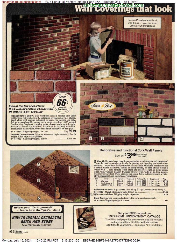 1974 Sears Fall Winter Catalog, Page 952