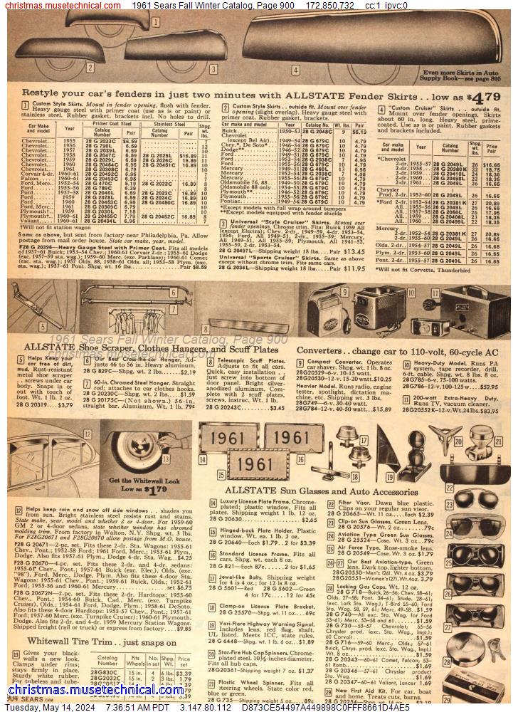 1961 Sears Fall Winter Catalog, Page 900