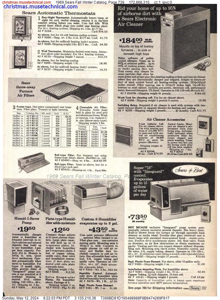 1969 Sears Fall Winter Catalog, Page 739