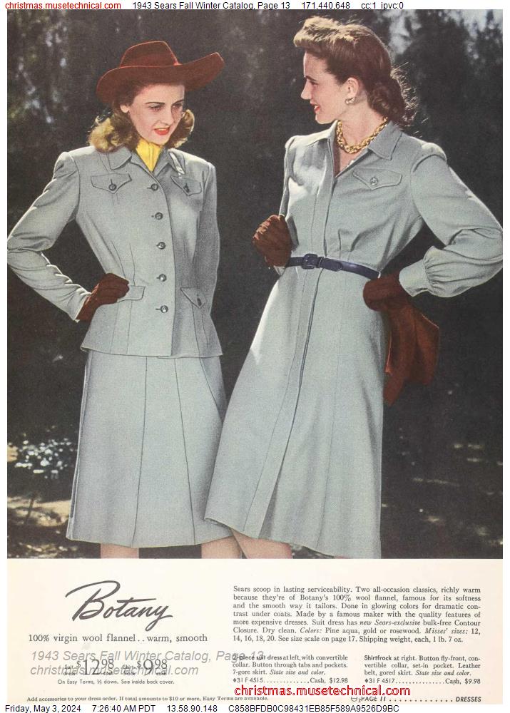 1943 Sears Fall Winter Catalog, Page 13