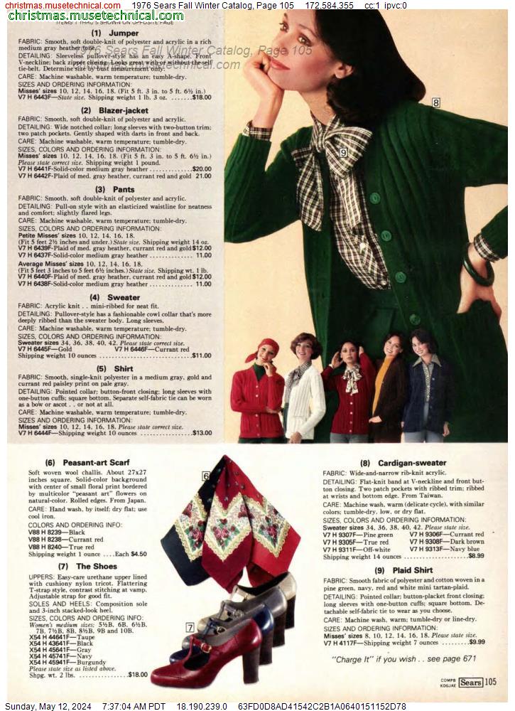 1976 Sears Fall Winter Catalog, Page 105