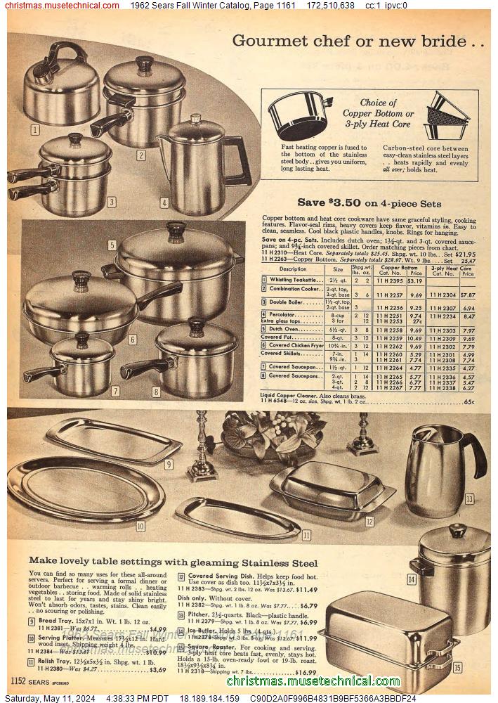 1962 Sears Fall Winter Catalog, Page 1161