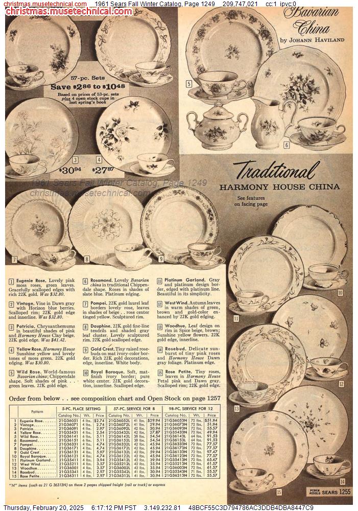 1961 Sears Fall Winter Catalog, Page 1249