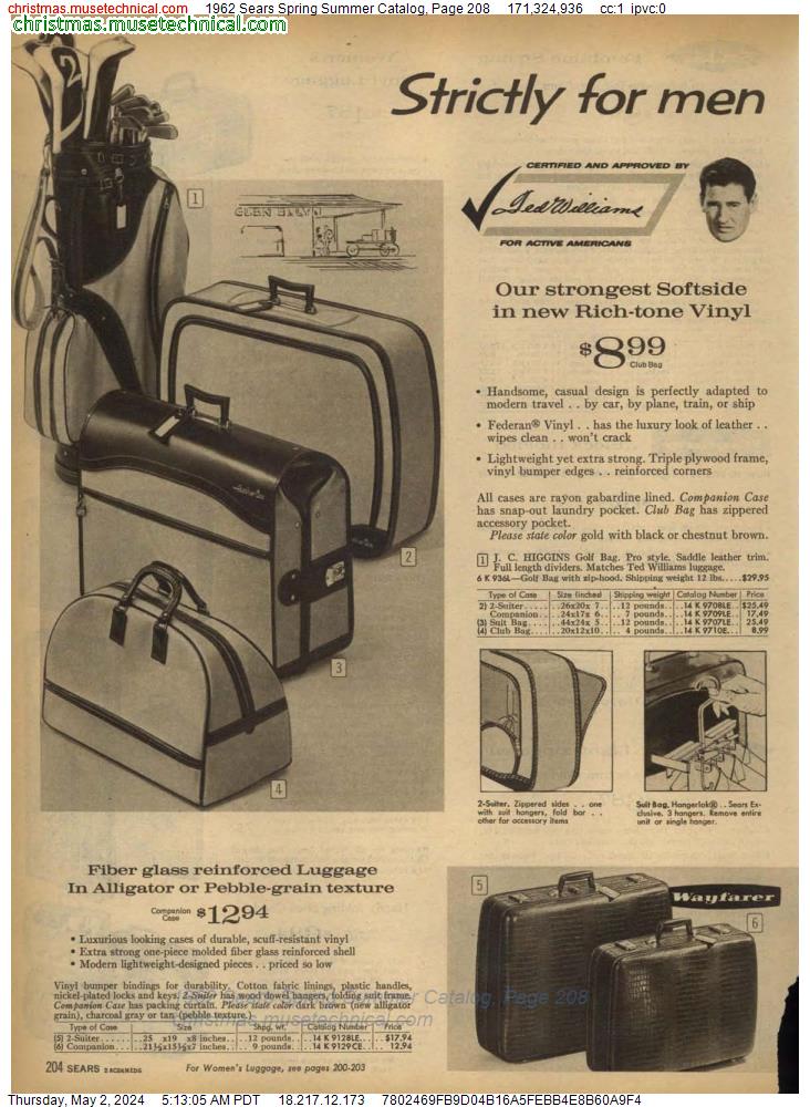 1962 Sears Spring Summer Catalog, Page 208