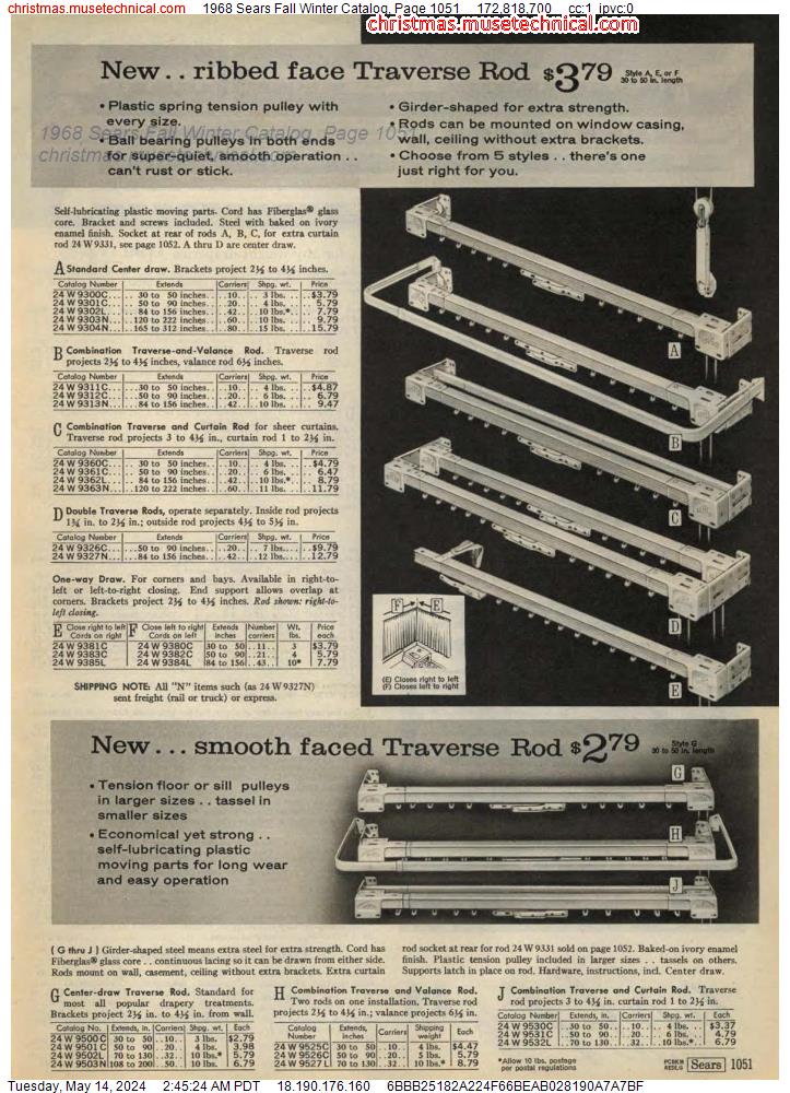 1968 Sears Fall Winter Catalog, Page 1051