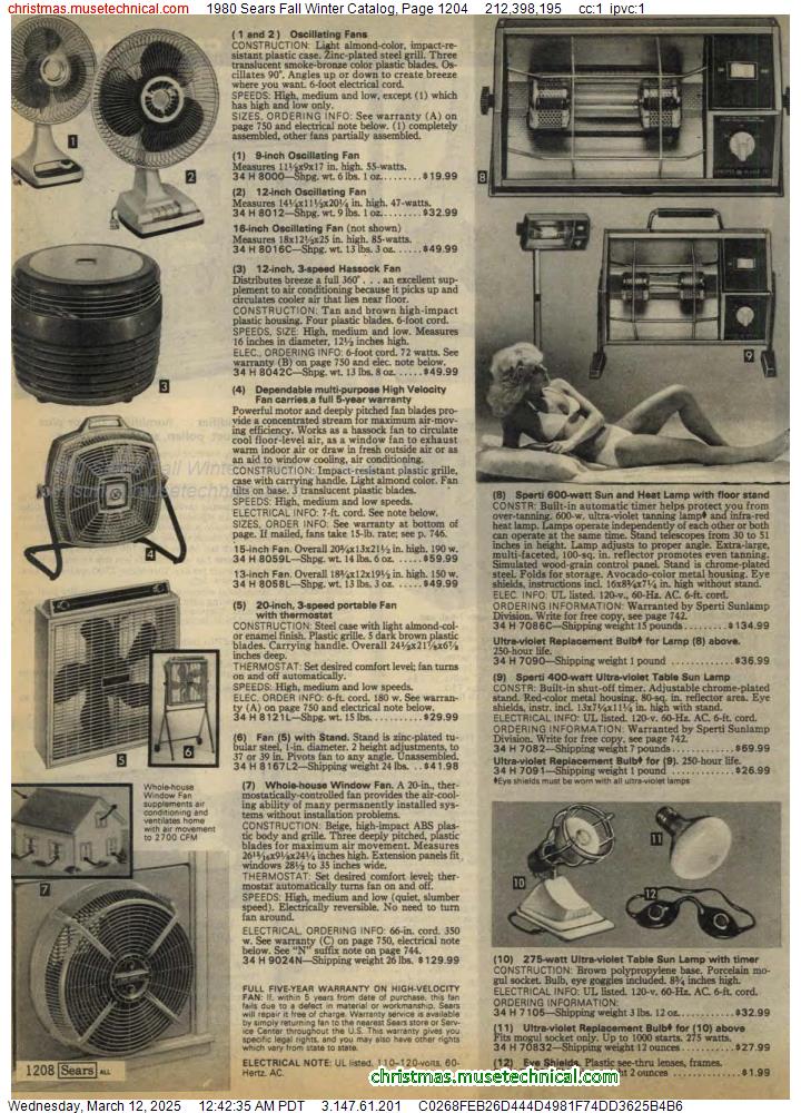 1980 Sears Fall Winter Catalog, Page 1204