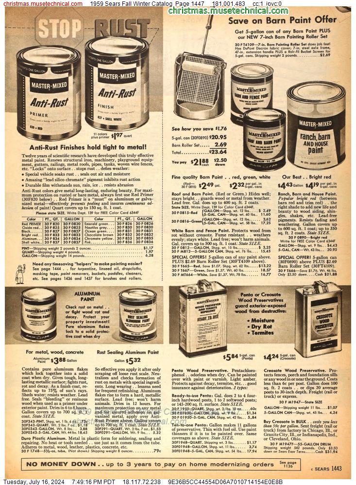 1959 Sears Fall Winter Catalog, Page 1447