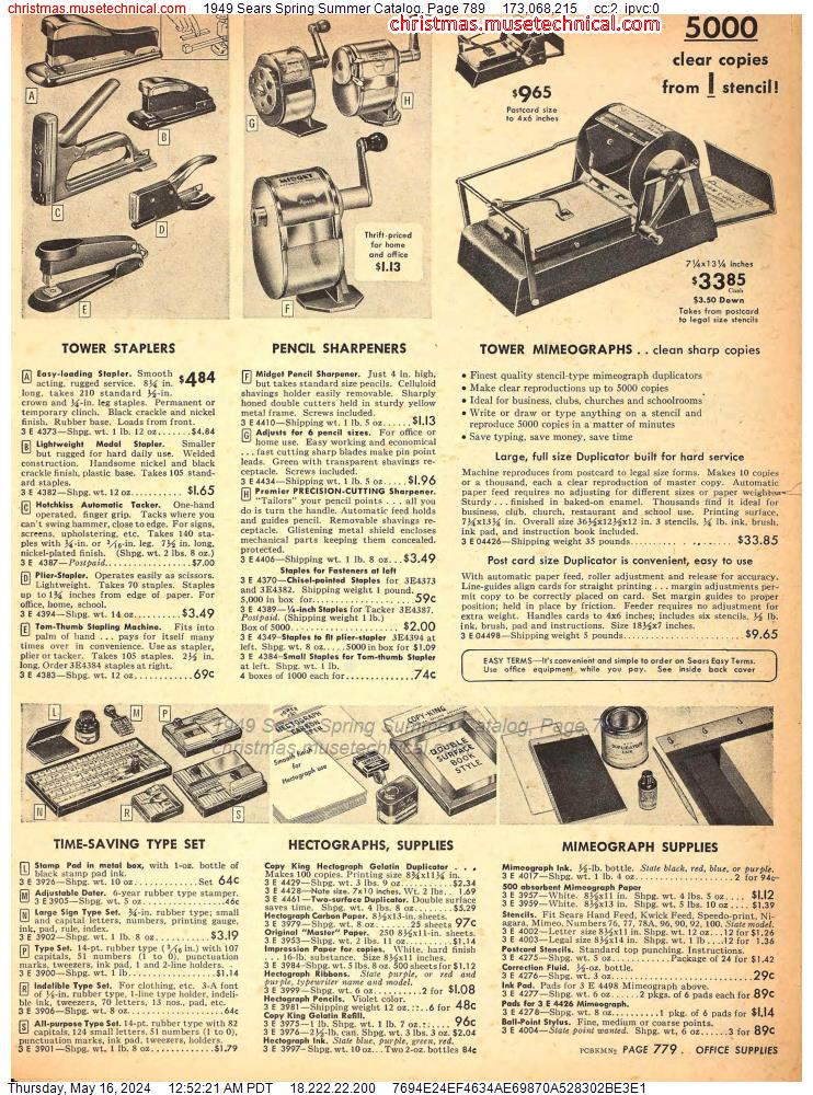 1949 Sears Spring Summer Catalog, Page 789