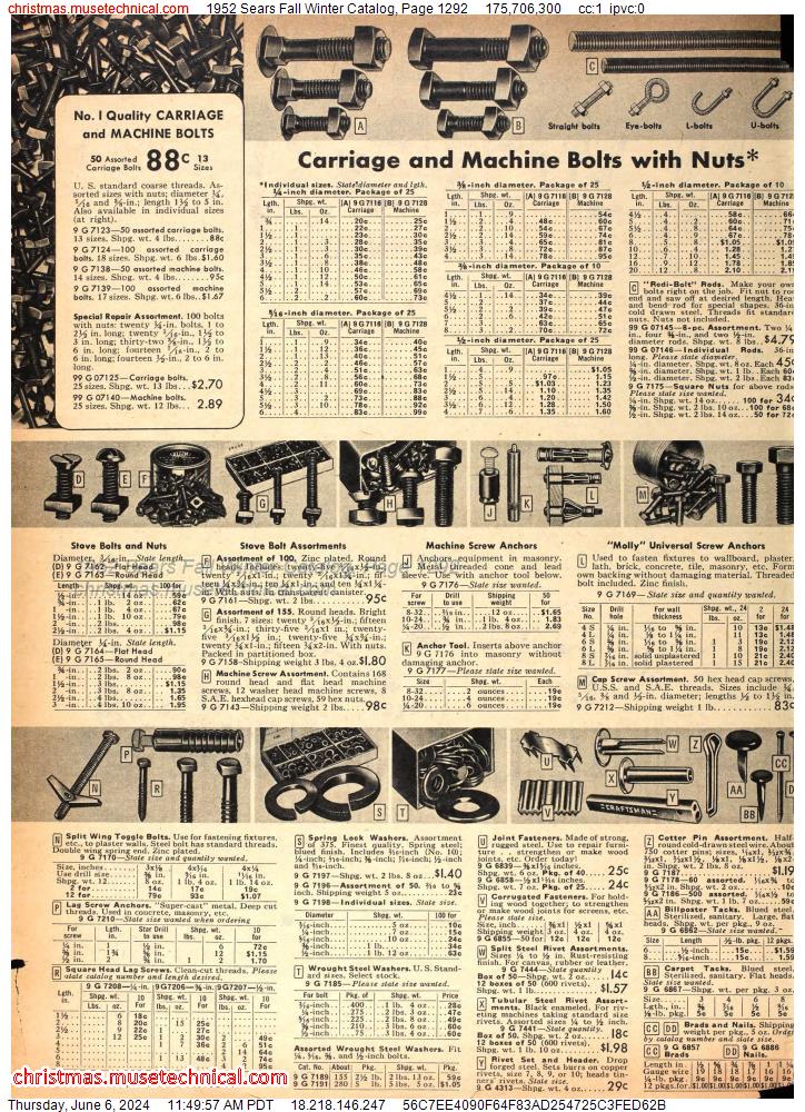 1952 Sears Fall Winter Catalog, Page 1292