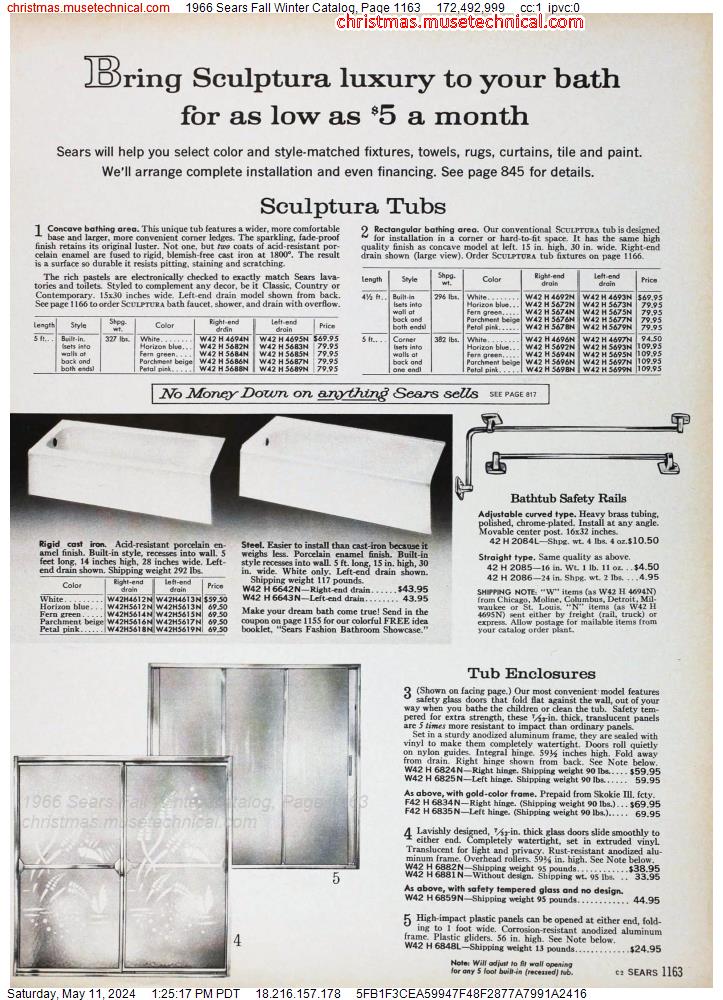 1966 Sears Fall Winter Catalog, Page 1163