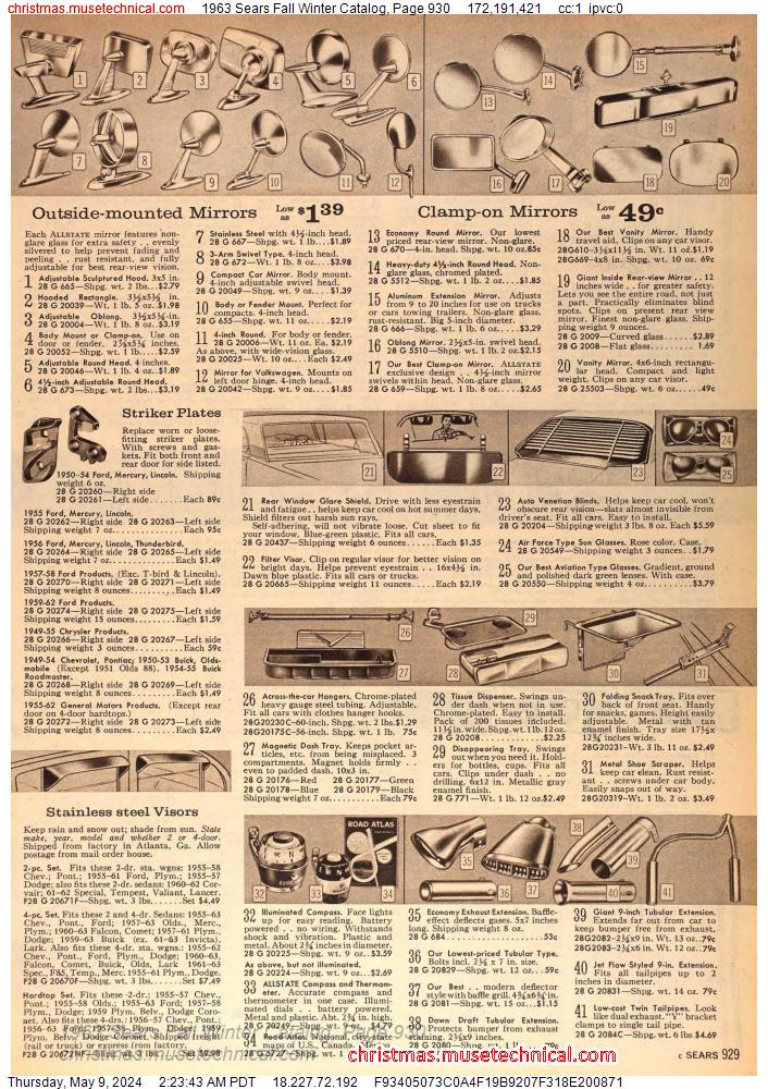 1963 Sears Fall Winter Catalog, Page 930