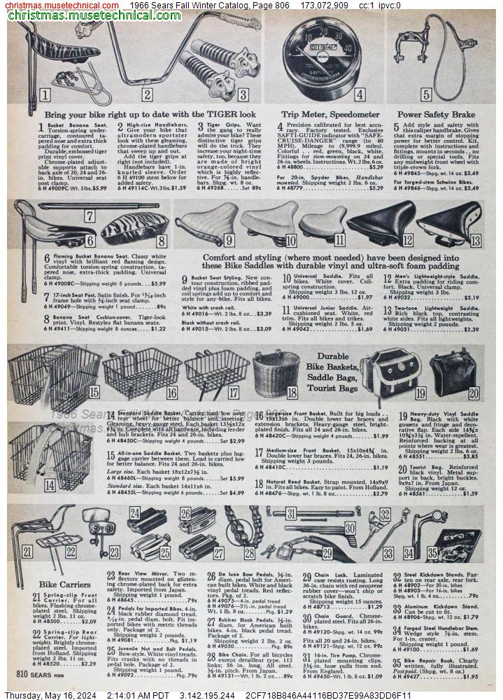 1966 Sears Fall Winter Catalog, Page 806