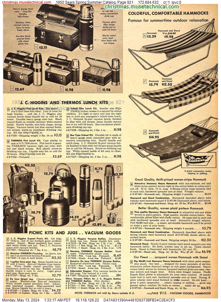 1950 Sears Spring Summer Catalog, Page 921